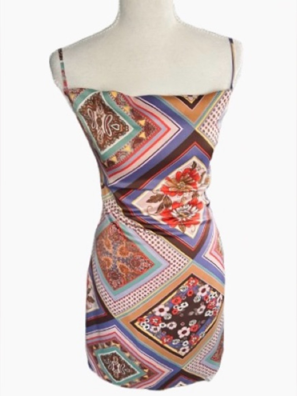 Extra Small URBAN OUTFITTERS Mallory Cowl  Slip Dress Boho Patchwork Bohemian